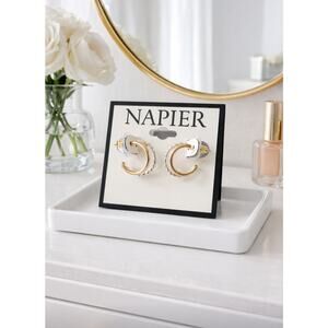 Napier Gold Silver Hoop Earrings New